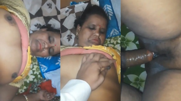 Fucking a mature Telugu aunty thick smooth pussy while squeezing her big boobs